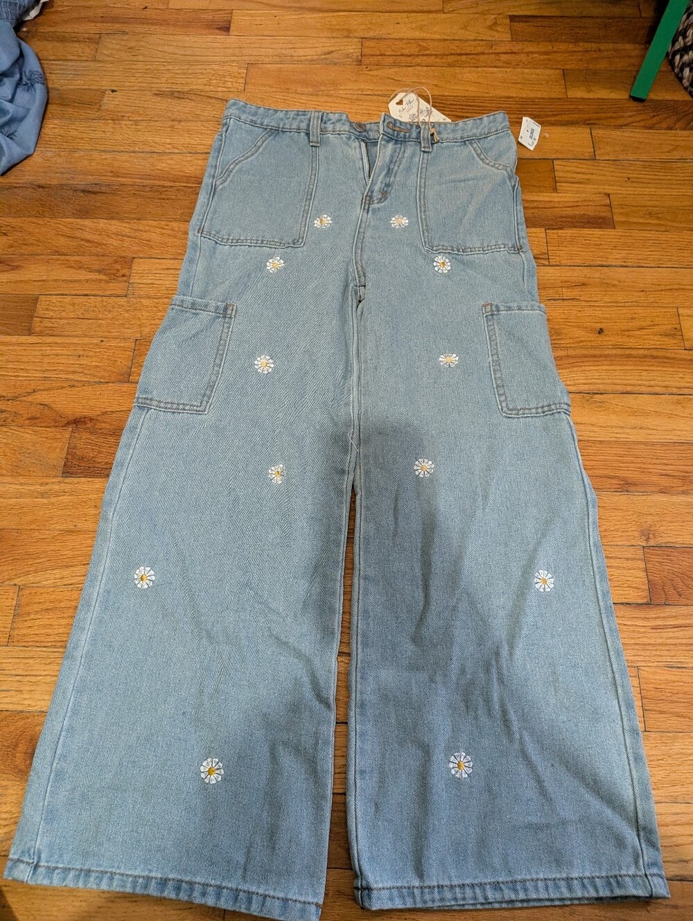 Girls Wide Leg Daisy Print Jeans